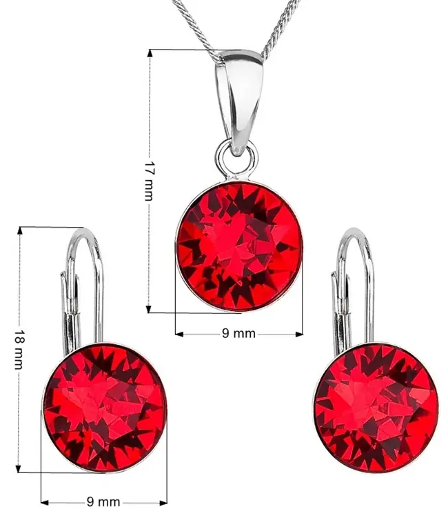 Červené krystaly - sada šperků Swarovski