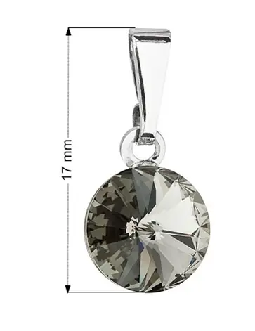 Minimalistický přívěsek s šedým kulatým swarovski krystalem