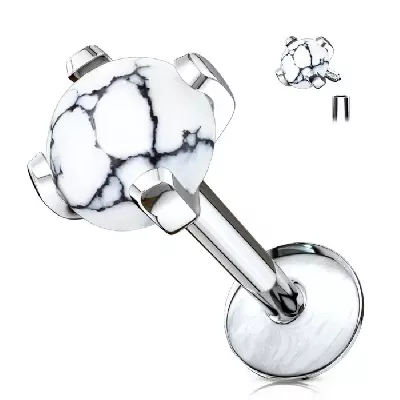 Labreta piercing do rtu s přírodním kamenem howlitem