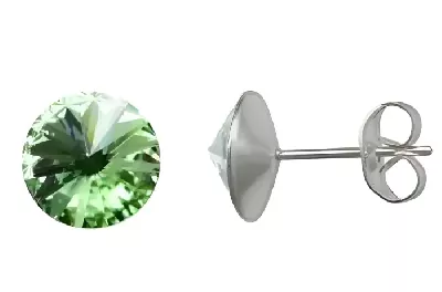 Ocelové náušnice se zelenými peridoty (vltavíny)