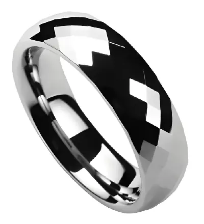 Dámský wolframový snubní prsten s jemným mozaikovým vzorem