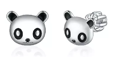 Dětské stříbrné náušnice Panda
