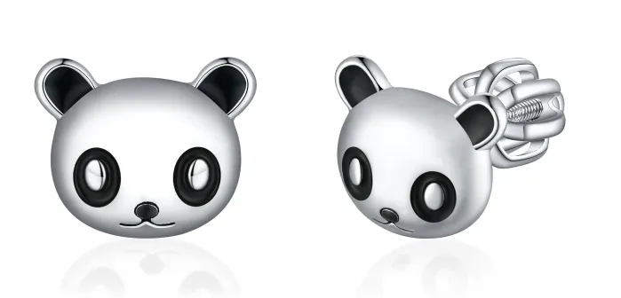 Dětské stříbrné náušnice Panda