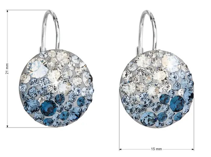 Kulaté náušnice swarovski průměr 1,5 cm