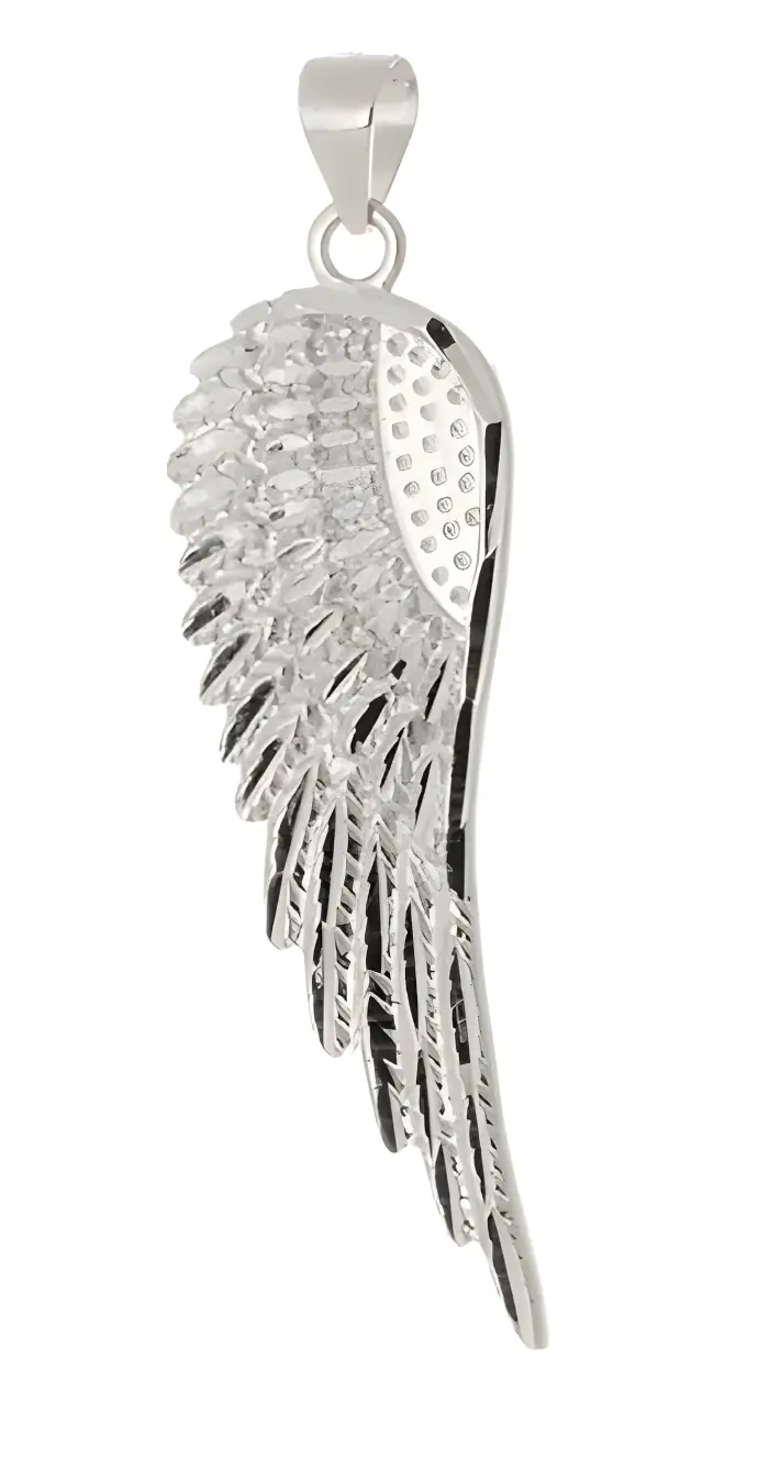 Rhodiovaný stříbrný přívěšek andělské křídlo s čirými zirkony
