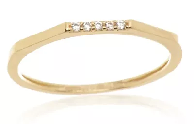 Jemný moderní dámský prsten ze žlutého zlata s pěti čirými zirkony