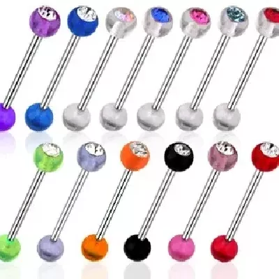 Piercing činka UV kulička s barevným zirkonem