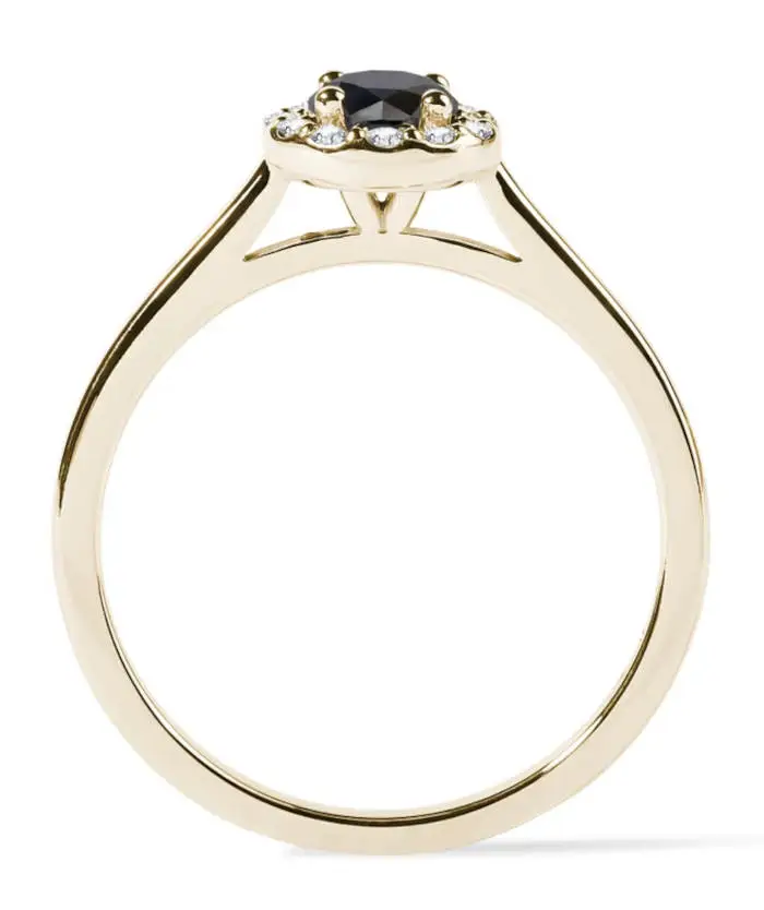 Halo styl prstýnek s černým a čirým diamantem