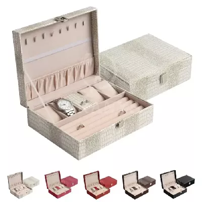 Menší koženkový kufřík šperkovnice s oddělenými přihrádkami