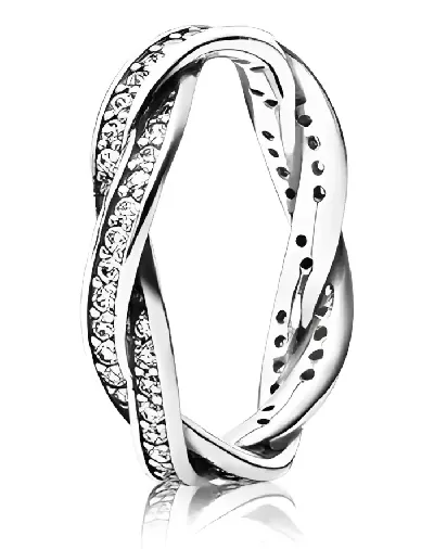 Stříbrný propletený prsten PANDORA se zirkony