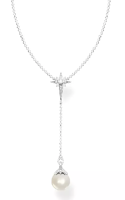 Dámský stříbrný náhrdelník s přívěskem hvězdy a sladkovodní perlou