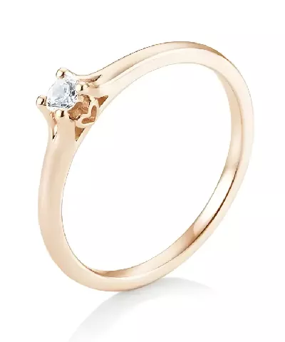 Noblesní zlatý zásnubní prsten z růžového zlata s diamantem