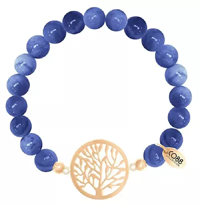 Dámský náramek modré korálky avanturínu s ocelovým přívěskem - strom života