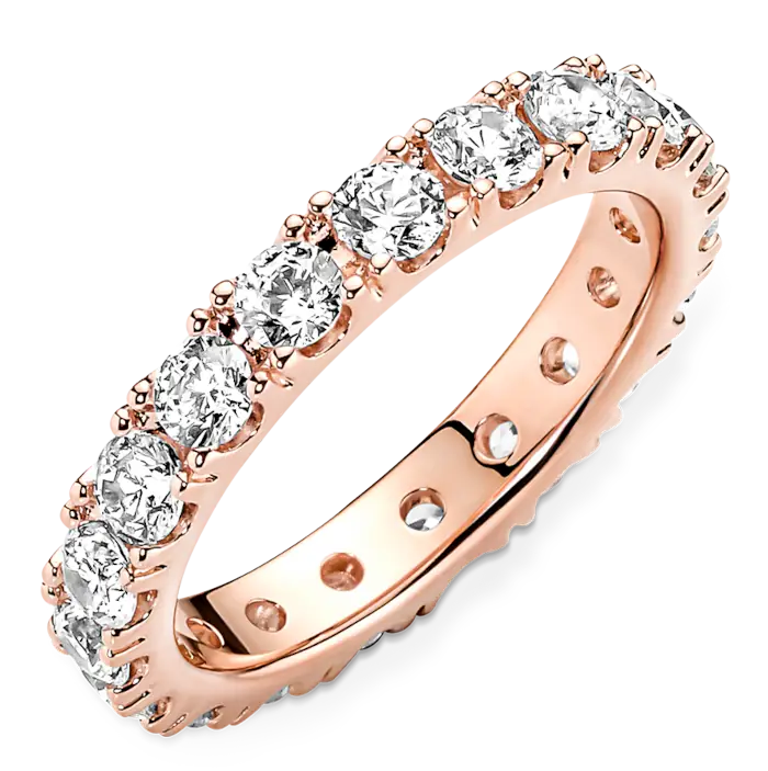 Růžový zásnubní prsten Pandora
