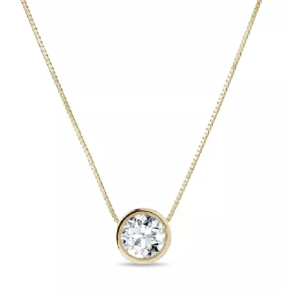  Elegantní náhrdelník ze žlutého zlata s 4mm diamantem v bezel (lunetovém) usazení