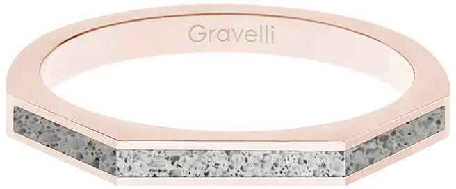 Ocelový prsten s betonem růžovozlaté pozlacení