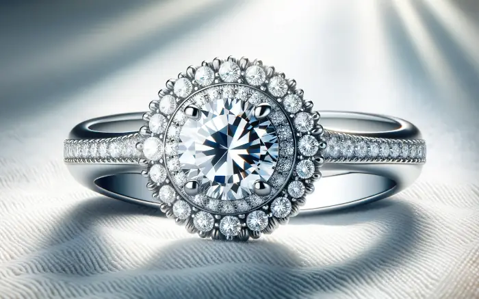 Diamantový snubní prsten bílé zlato s halo designem