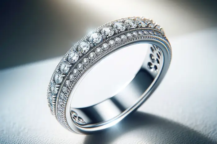 Diamantový snubní prsten bílé zlato s pavé designem