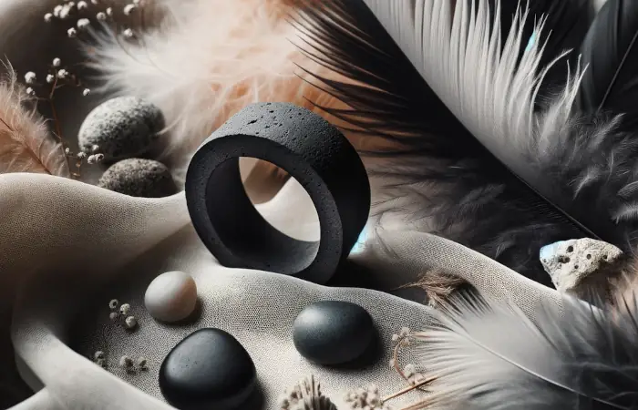 Atypický černý snubní betonový prsten