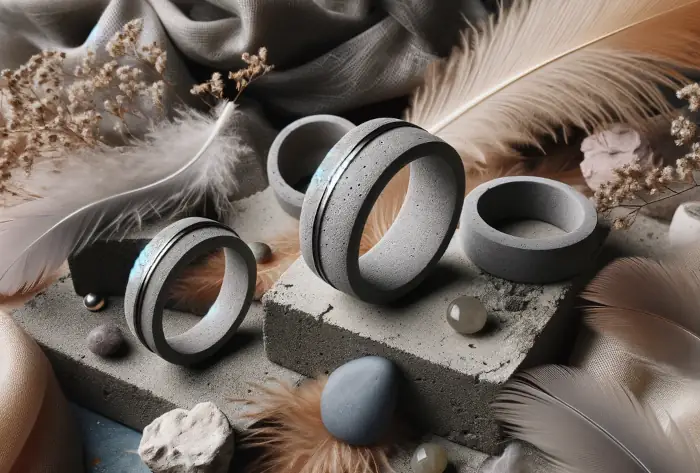 Moderní snubní prsteny pro něj a pro ni z betonu