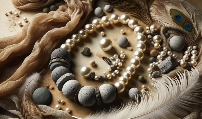 Perlový náhrdelník s betonovými korálky