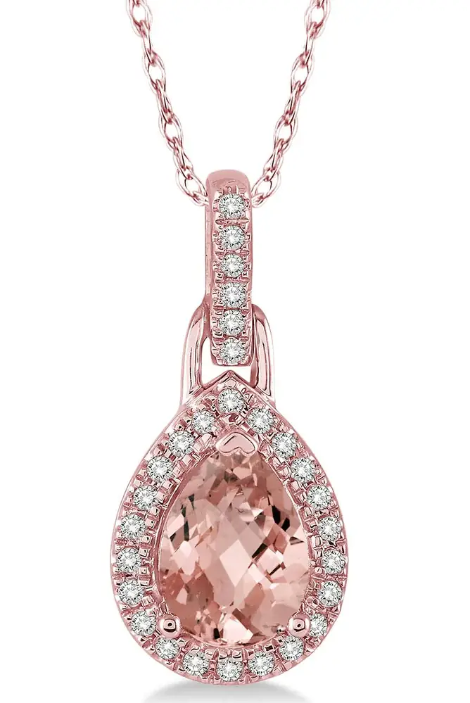 Luxusní přívěsek slza z růžového - morganit a diamanty