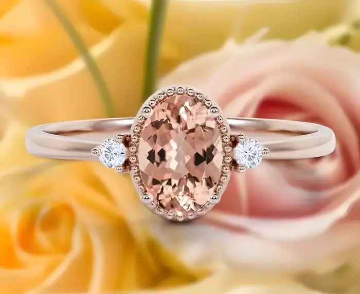 Romantický boho prsten růžové zlato a diamant