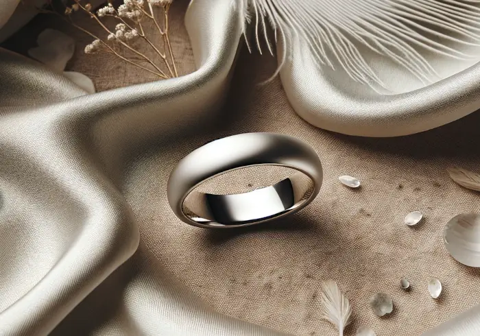 Bílý zlatý hladký zásnubní prsten bez kamene