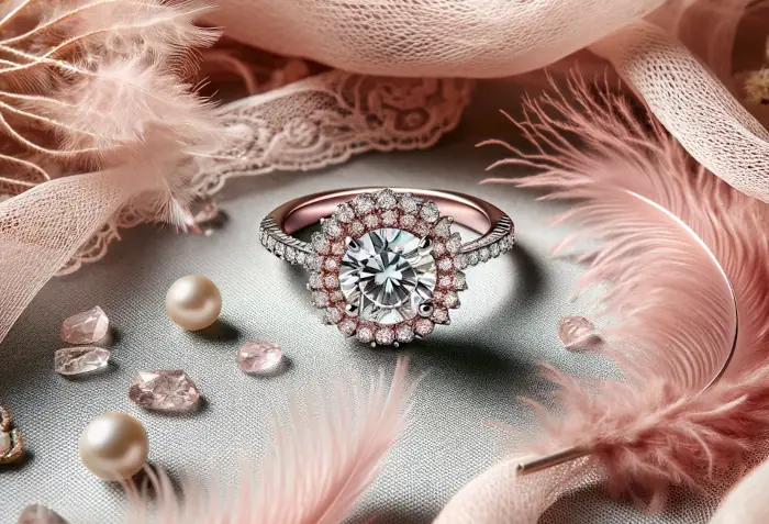 Diamantový zásnubní prsten s halo růženíny