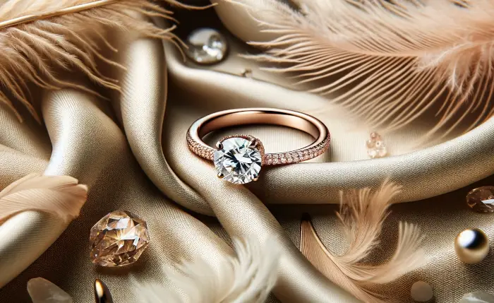 Diamantový zásnubní prsten z růžového zlata