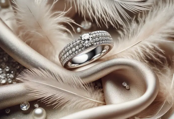Luxusní zásnubní prsten bílé zlato a pavé diamanty
