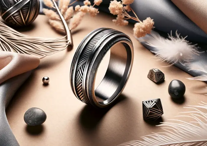Ocelový zásnubní prsten pro muže