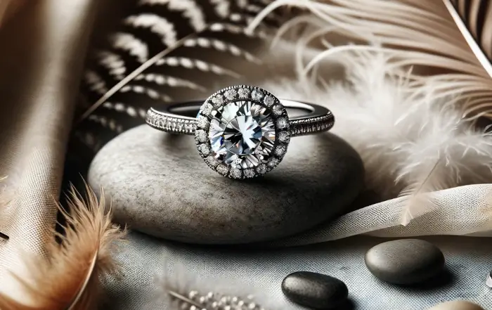 Ocelový zásnubní prsten s halo zirkony