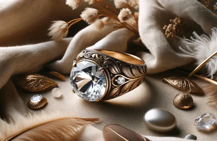 Pozlacený stříbrný prsten s velkým čirým zirkonem