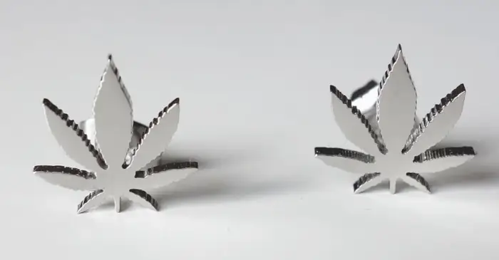 Pánské náušnice marihuana z chirurgické oceli