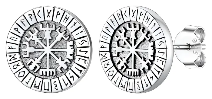 Stříbrné pánské náušnice Vikingské runy