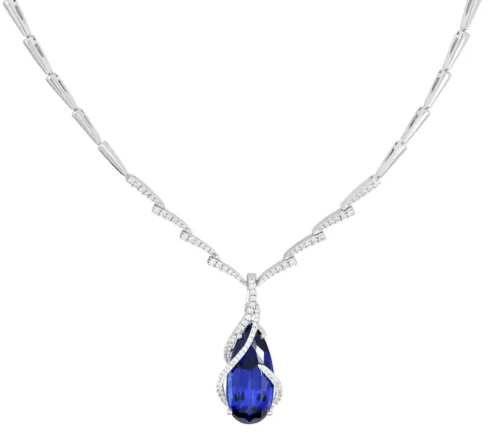Zářivý náhrdelník modrá safírová slza