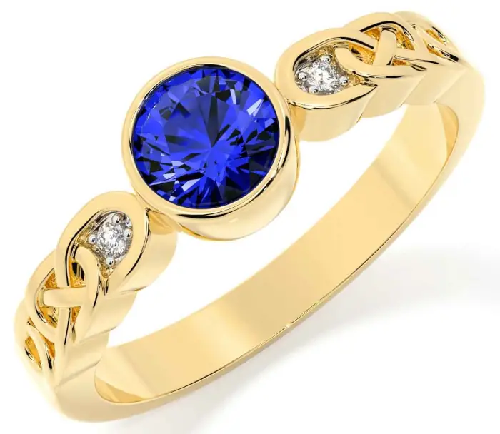 Zlatý prsten se safírem a diamanty