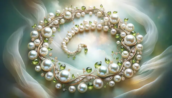 Perlový náhrdelník s olivínym