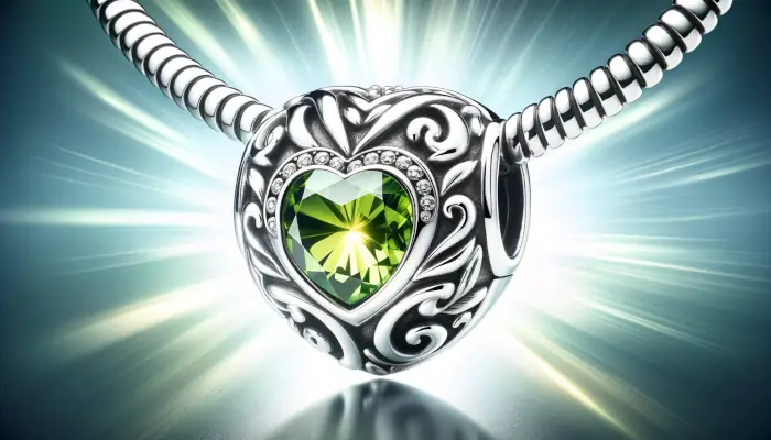 Stříbrný náhrdelník Pandora Srdce s olivínem