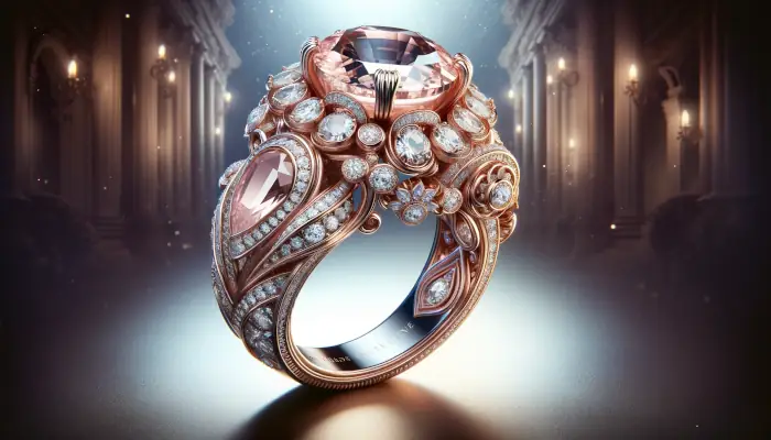 Dámský snubní prsten s ruženínem a brilianty