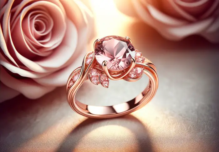 Dámský zásnubní prsten růžové zlato s růženínem