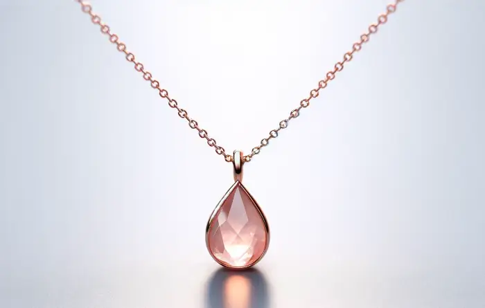 Minimalistický náhrdelník růžové zlato s přívěskem Kapka z růženínu