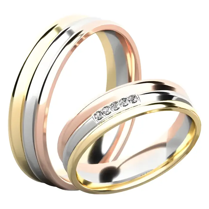 Luxusní snubní prsteny bílé, žluté a růžové zlato