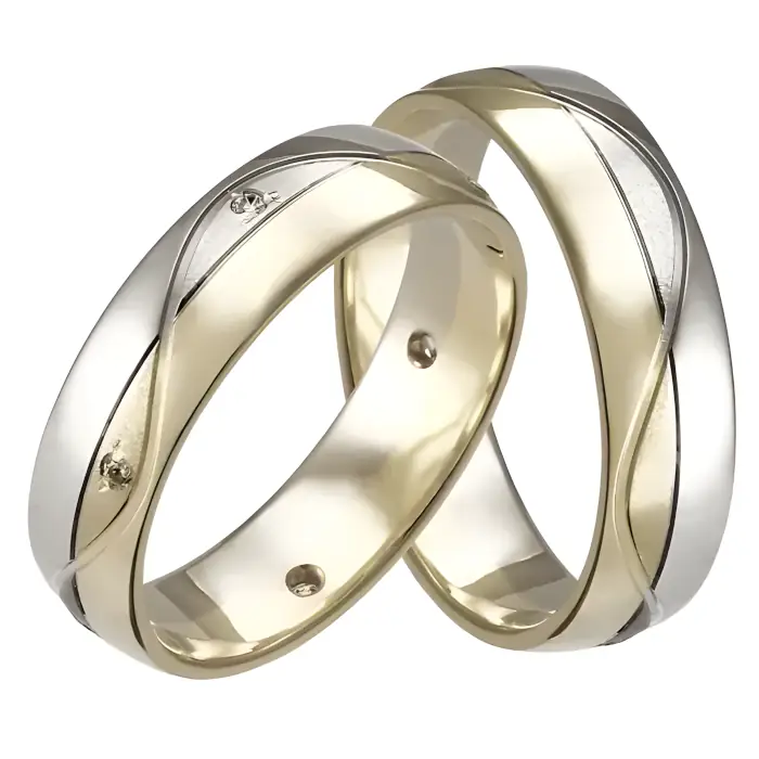Luxusní snubní prsteny kobinované bílé a žluté zlato