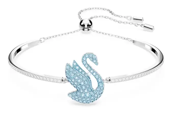 Stříbrný náramek Swarovski s modrou Labutí