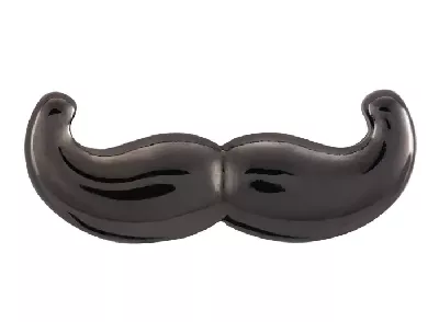 Unisex černá brož ve tvaru kníru