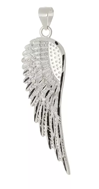 Rhodiovaný stříbrný přívěšek andělské křídlo s čirými zirkony