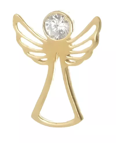 Stříbrný pozlacený přívěšek anděl s velkým zirkonem. Symbolika čistoty a ochrany