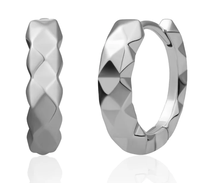 Moderní vícehranné stříbrné náušnice Sparkling Jewels